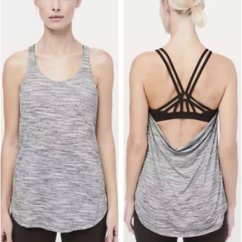 Lululemon Moment To Movement 2-In-1 TankTiger Space Dye‎ Black White Size 8